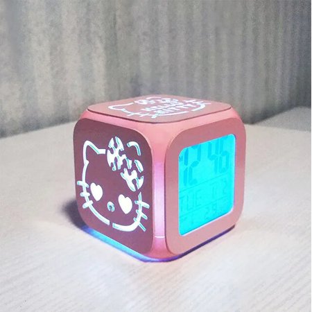 Led Hello Kitty 3D Stereo Small Alarm Clock Can Change Color Night Light Simple Electronic Bedside Clock Bedroom Atmosphere