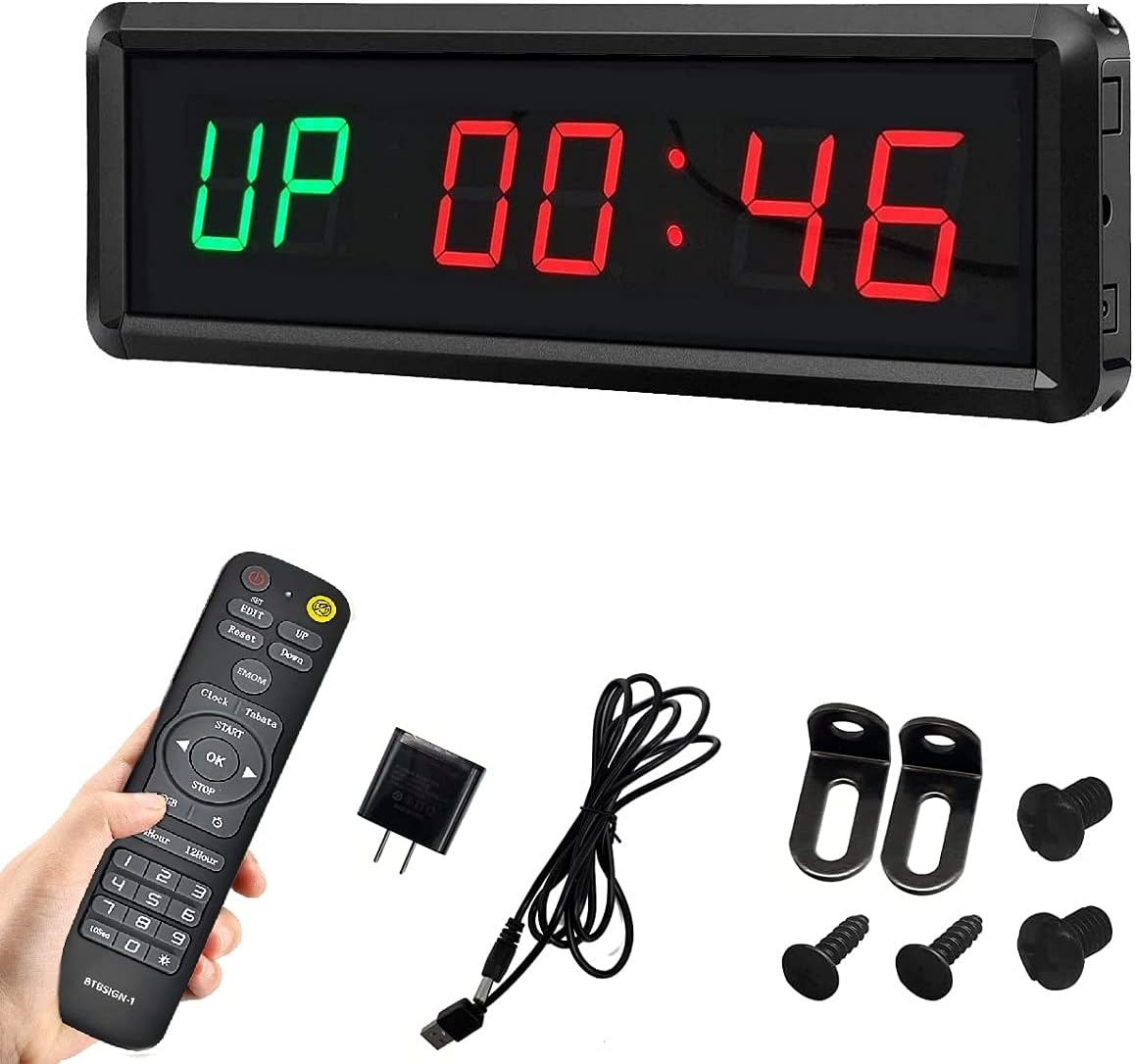 LED Interval Timer Count Down/Up Clock Stopwatch with Remote for Home Gym Fitness