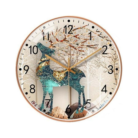 LED Light-Up Vintage Bohemian Wall Clock with Peacock Feather Design, Silent Sweeping Second Hand