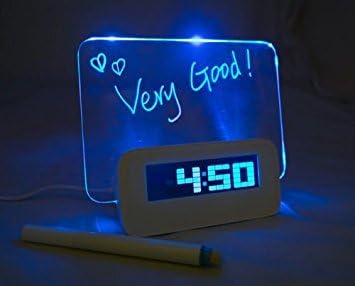 LED Light Fluorescent Message Board Eelctric Digital USB HUB Wall Alarm Clock Calendar for X'Mas Gift