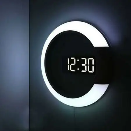 led wall clock creative remote control digital clock hollow mirror temperature