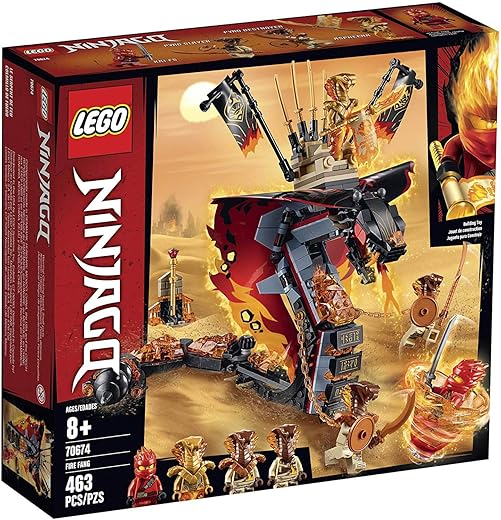 LEGO NINJAGO Fire Fang 70674 Snake Action Toy Building Set with Stud Shooters and Ninja Minifigures Characters, Perfect for Group Play (463 Pieces)