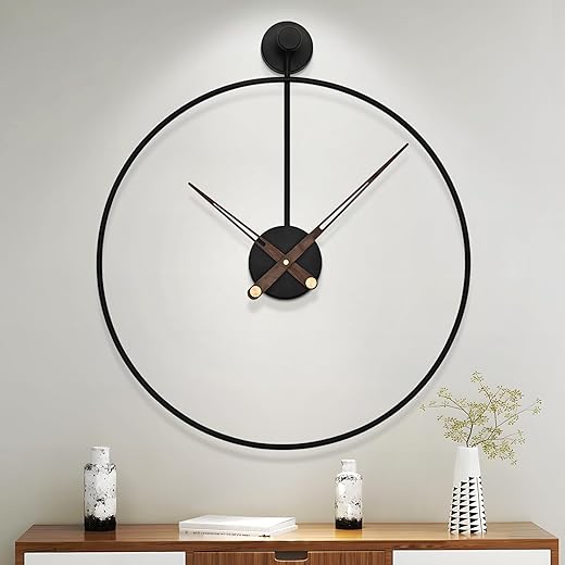 LEIKE Large Wall Clocks for Living Room, Modern Decorative Rustic Black Metal 24 inch Silent Non Ticking Battery Operated Clock for Fireplace,Bedroom,Office,Kitchen,Farmhouse,Home Wall Decor