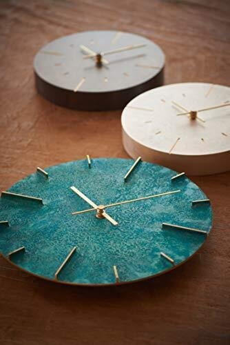 Lemnos Wall Clock Analog Brass Green Quaint Spotted Patina AZ15-06 GN Japan New