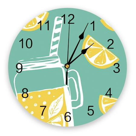 Lemon Cup Refreshing Round Wall Clock Creative Home r Living Room Quartz Needle Digital Wall Clocks Hanging Watch