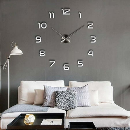 Leonard 3D Wall Clocks for Living Room Decor Room Wall Decor Big Wall Clock Wall Decor for Living Room Living Room Decorations Silver Decor for Living Room Living Room Decor