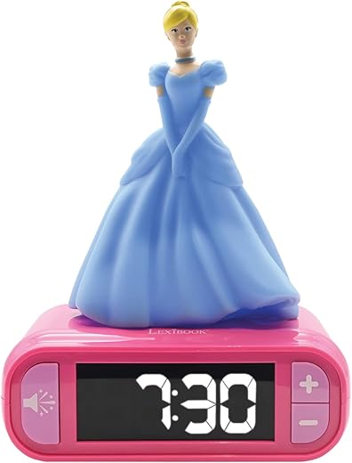 Lexibook - Disney Princess Digital Alarm Clock for Kids with Night Light Snooze, Childrens Clock, Luminous Disney Princess, Pink Colour - RL800DP