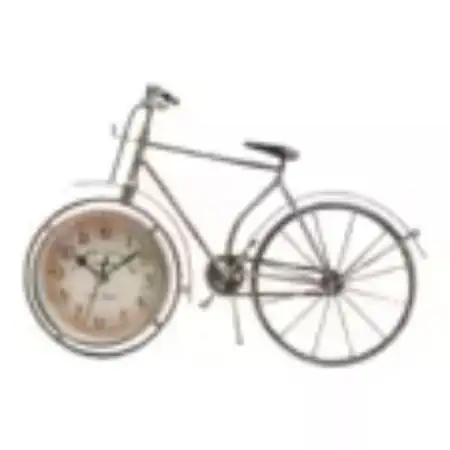 LIDNGLN Vintage Style Distressed Farmhouse Metal Bicycle Shape Creative Desk Clock Table Top Clock