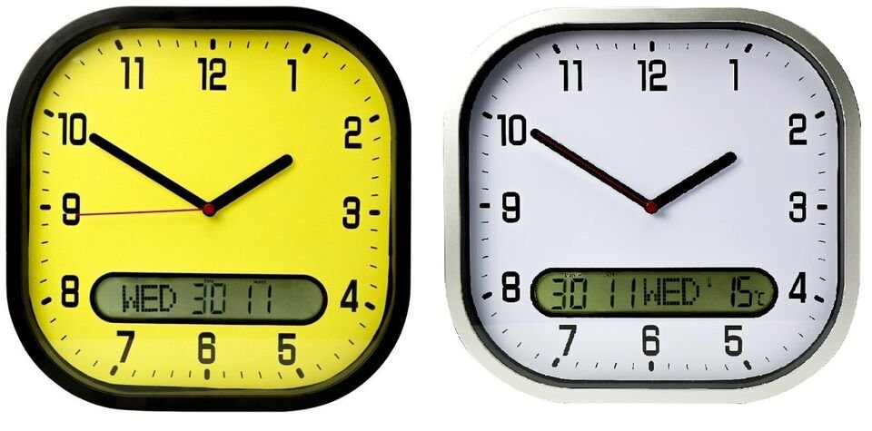 Lifemax High Contrast Clear Time Day-Date Wall Clock - Analogue & Digital