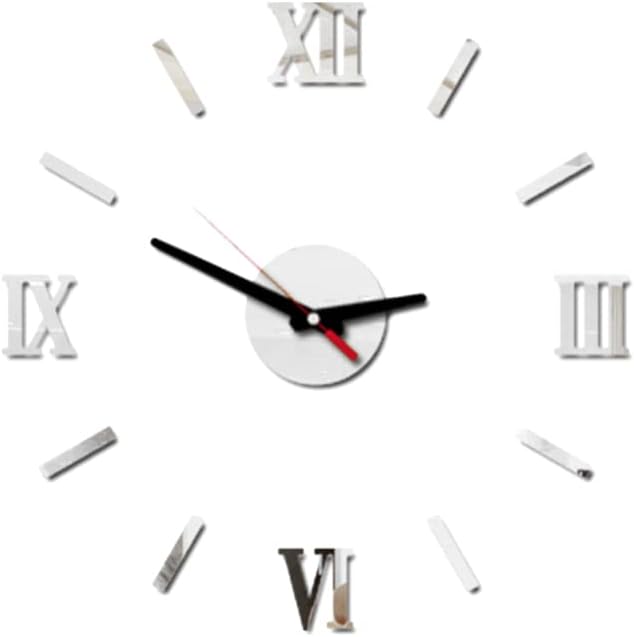 LIFKOME Wall Clock Digital Large 3D DIY Wall Clock Frameless Wall Clock Big Roman Numerals Clock Giant Mirror Wall Clock for Living Room Bedroom Wall Home Decorations Numbers Stickers