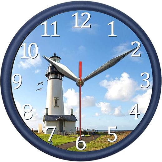 Lighthouse Wall Clock with Sea Gull Sound and Light. Decorate Your Bedroom, Kitchen or Office with Stylish Wall Clock