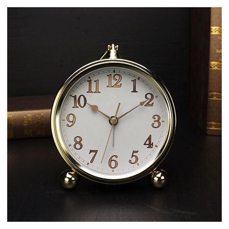 Light Luxury Gold-plated Silent Alarm Clock Metal Creative Clock, Desktop Decor