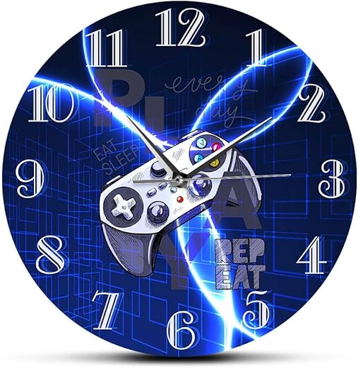 Lightning Gamepad Playroom Wall Clock Video Game Controller Designer Gamer Clock Wall Watch Gaming Room Joystick Wall Art Decor