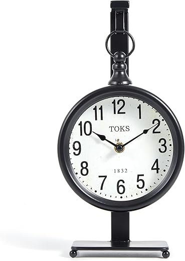 Lily's Home Hanging Mantel Clock, Vintage Desk and Table Decor, Perfect for Living Room Decor, Home Desk, Kitchen and Farmhouse Decor, Non-Ticking, Battery Operated. 14" Tall