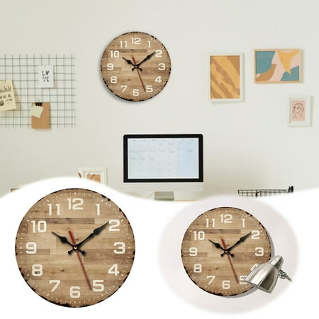 Linjieee Kitchen Timer Mechanical Retro Minimalist Wooden Living Room Clock Clock Wall Mounted Home MDF Clock Living Room Decorative Clock