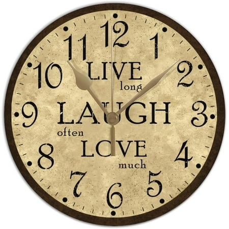 Live Laugh Love Retro Silent Wall Clock Decorative For Bedroom, Office, School, Classroom, Clocks Battery Operated - 15 Inch Live Laugh Love Retro Rustic Clocks Gifts For Family