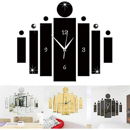 Lloopyting Clearance silver living room clock Black and silver living room decor Black and silver room decor Decor Luxury Modern Design Silver Watch Home Wall 3D Sticker Clock Wall Clock