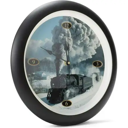 Locomotive Legends Steam Engine Train Sounds 13 Inch Hanging Wall Clock