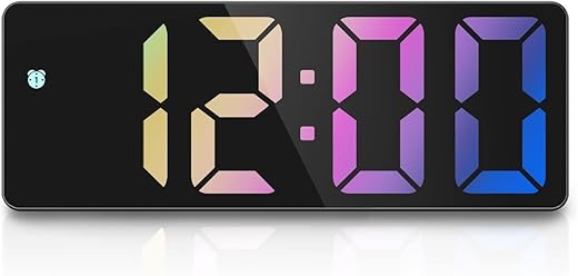 LOFICOPER LED Alarm Clock for Bedroom, 6.5'' Large Display Digital Alarm Clock, with USB Port, Snooze, Adjustable Brightness, for Teens, Kids, Elderly, Black Case and Colorful Digit