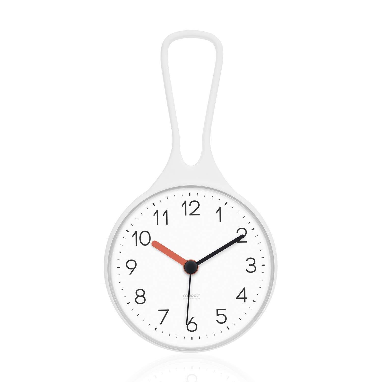 Loop Bathroom Clock (White, 3.16 x 1.31 x 6.02 inch), Waterproof Shower Clock...