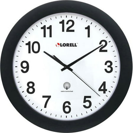 Lorell 12 Round Radio Controlled Wall Clock - Analog - Quartz - White Main Dial - Black/Plastic Case | Bundle of 10 Each