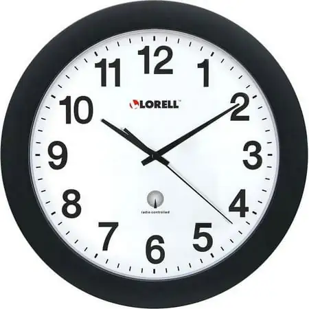 Lorell 12 Round Radio Controlled Wall Clock - Analog - Quartz - White Main Dial - Black/Plastic Case | Bundle of 10 Each