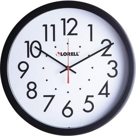 Lorell 14-1/2 Self-Set Wall Clock Analog - Quartz - White Main Dial - Black