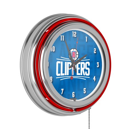 Los Angeles Clippers City Retro Neon Analog Wall Clock with Pull Chain