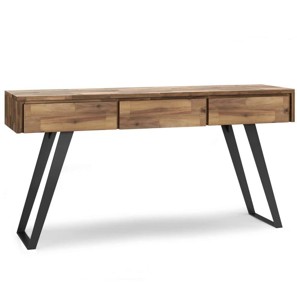 Lowry 60 in. L Distressed Golden Wheat Console Sofa Table
