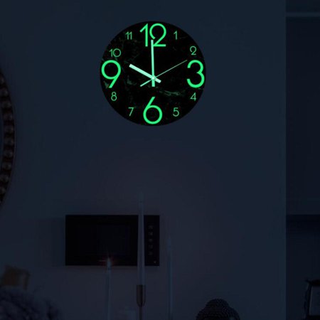 Luminous Wall Clocks ,''Non-Ticking Silent Imitation Marble Three-Dimensional Acrylic Clock with Night Light - Large Decorative Clock for Office Bedroom,Battery Operated - Gray