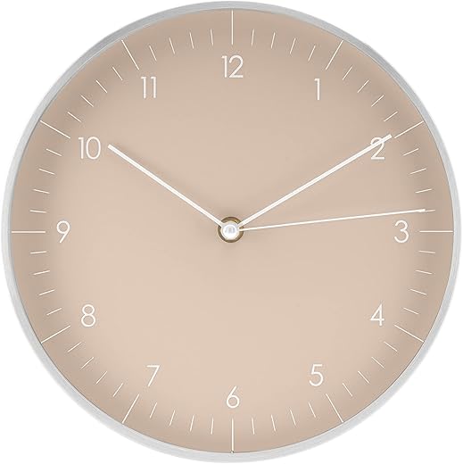 LUUK LIFESTYLE Modern Quartz Wall Clock with Silent Movement, Second Hand and Arabic Numerals, Deco for Kitchen, Bedroom, Office, Cream I Beige