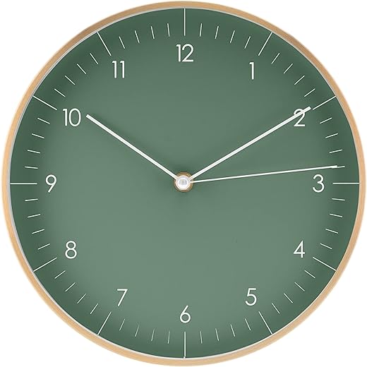 LUUK LIFESTYLE Wall Clock with Silent Movement, Without Ticking, Elegant and Functional Design, Housewarming Gift idea, Decorative, Dark Green and Gold