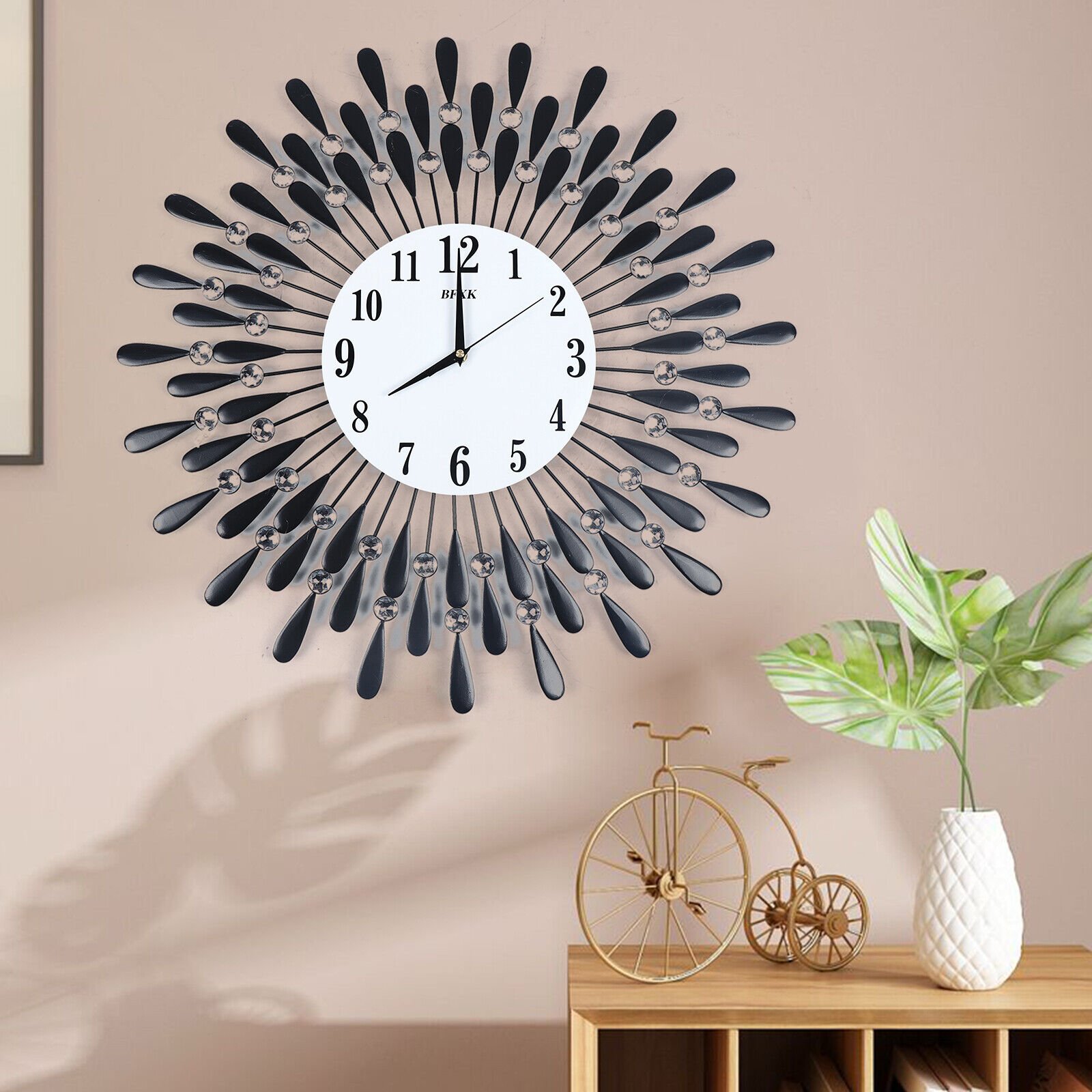 Luxury Large Wall Clock 3D Metal Living Room Feather Wall Watch Home Decor New