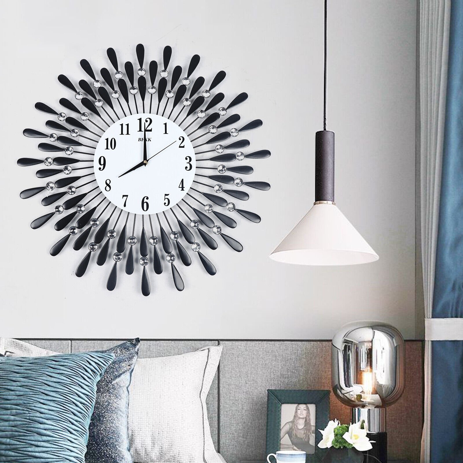 Luxury Large Wall Clock 3D Metal Living Room Feather Wall Watch Home Decor New