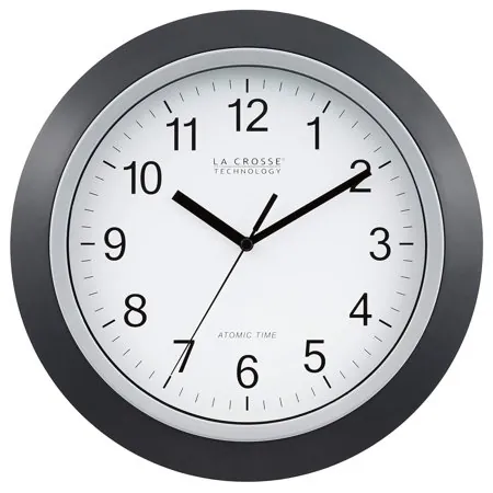 Lwory WT-3129B 12 Inch Atomic Analog Wall Clock, Pack of 1, Black