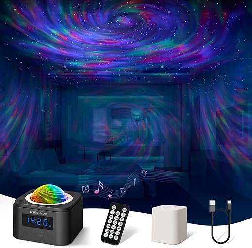 M10 Light Projector for Bedroom Star Projector Galaxy Light 9 Modes with Alarm Clock Northern Lights Projector Bluetooth Music Star Projector Teen Girl Adult Gifts & Night Light for Kids