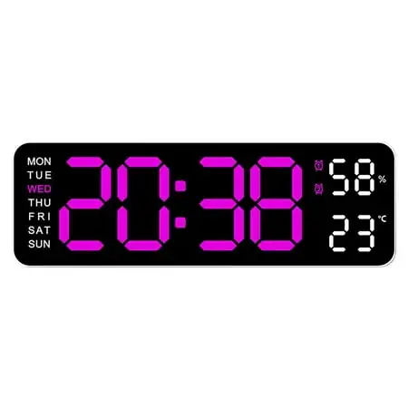 MagicXflow Digital Wall Clock,Digital Calendar,Large Wall Clock,Large Display Digital Clock,LED Digital Clock with Remote Control,Countdown Dimmer Large Clock with DST Date Week Temperature