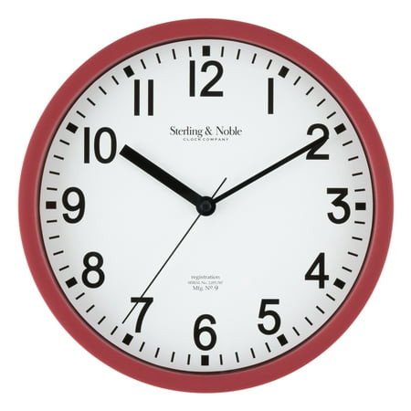 Mainstays Basic Indoor 8.78 Red Analog Round Modern Wall Clock