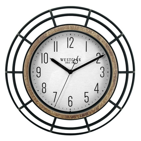 Mainstays Modern 12 Plastic Black with Realistic Textured Woodgrain Finish Trim Wall Clock