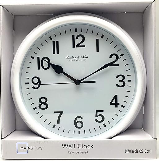 Mainstay Sterling and Noble 8.78" Analog Display Wall Clock - White