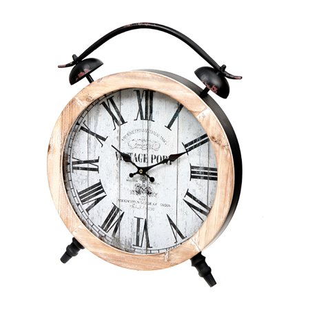 Maison Concepts Vintage Wood And Metal Table Clock (16.15L X 2.55W X 20.7H)