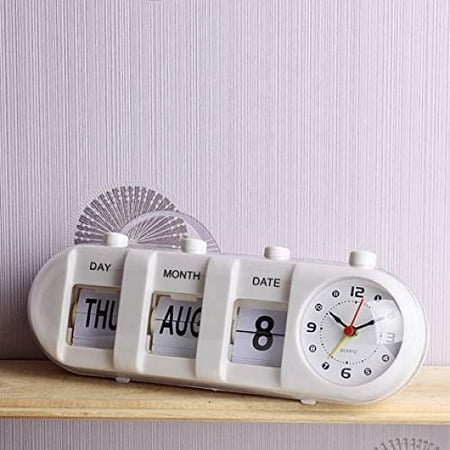 Manual Analog Flip Desk Table Alarm Clock Retro Quartz Mood Design Showing Date Day[1864]