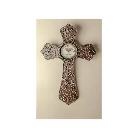 Manual Woodworker Wall Clock-Antique Bronze Cross (13.5 x 20.5)