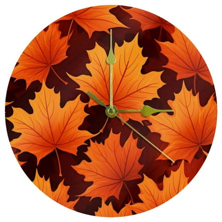 Maple leaf Acrylic Circular Wall Clock - Elegant Timepiece for Home Decor - Modern Design, Silent Sweep Movement - 200 Characters