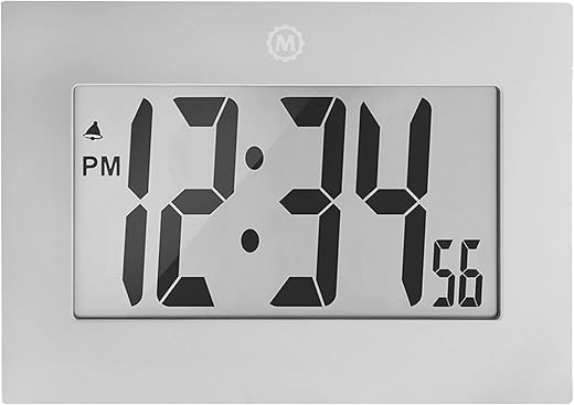 MARATHON Large Digital Wall Clock with 8” Display, Graphite Gray - Easy to Read