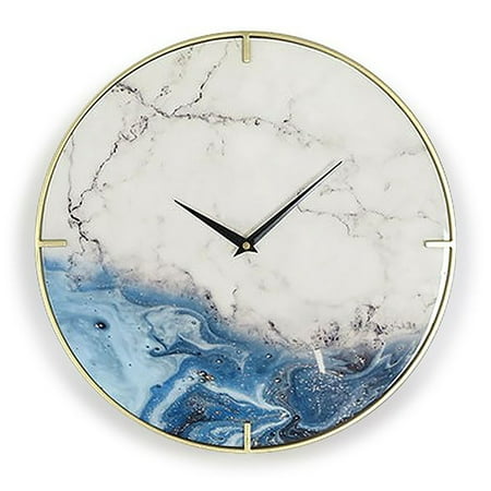 Marbled Blue - Metal Wall Clock - 1in W X 16in Ht X 16in D