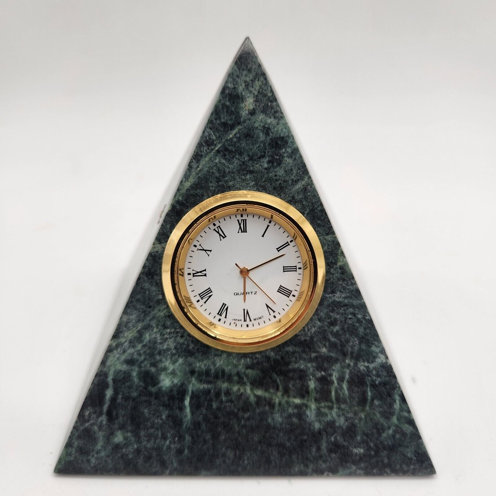 Marble Pyramid Quartz Paperweight Clock