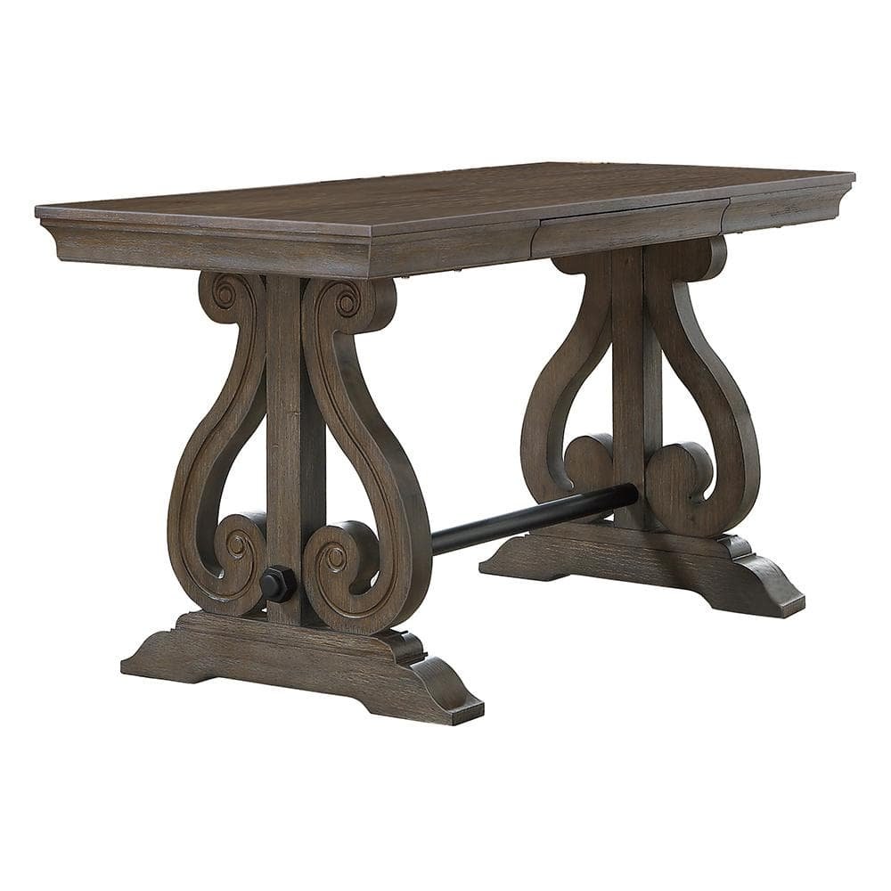 Marcel 60 in. Rectangular Distressed Dark Oak Wood Writing Desk