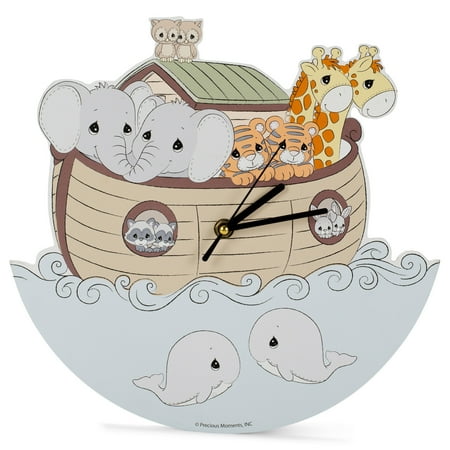 Mark Feldstein & Associates Precious Moments Noah's Ark Soft Pastel 11 x 11 MDF Wood Hanging Wall Clock