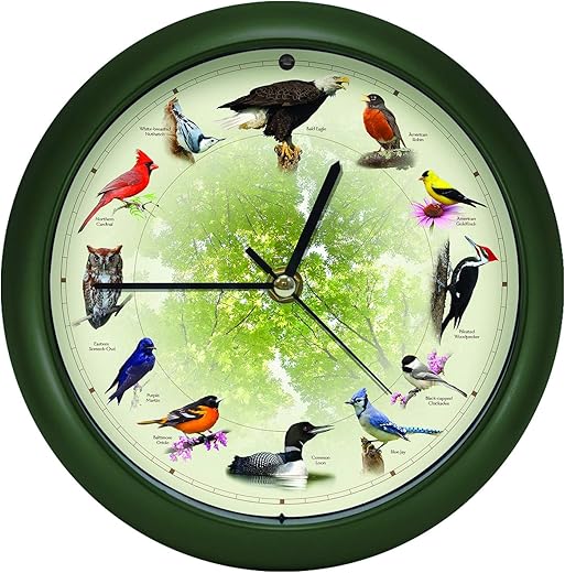 Mark Feldstein Original Singing Bird Clock, 10.7-Inch